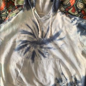 blue and white tie dye hoodie